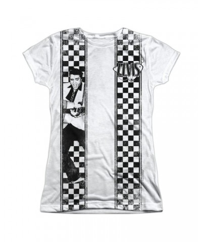 Elvis Presley Junior's T Shirt | CHECKERED BOWLING SHIRT Sublimated Tee $6.08 Shirts