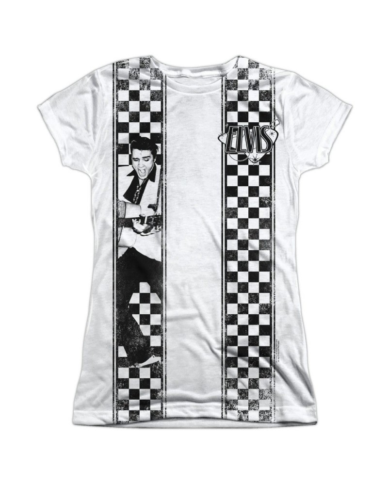 Elvis Presley Junior's T Shirt | CHECKERED BOWLING SHIRT Sublimated Tee $6.08 Shirts