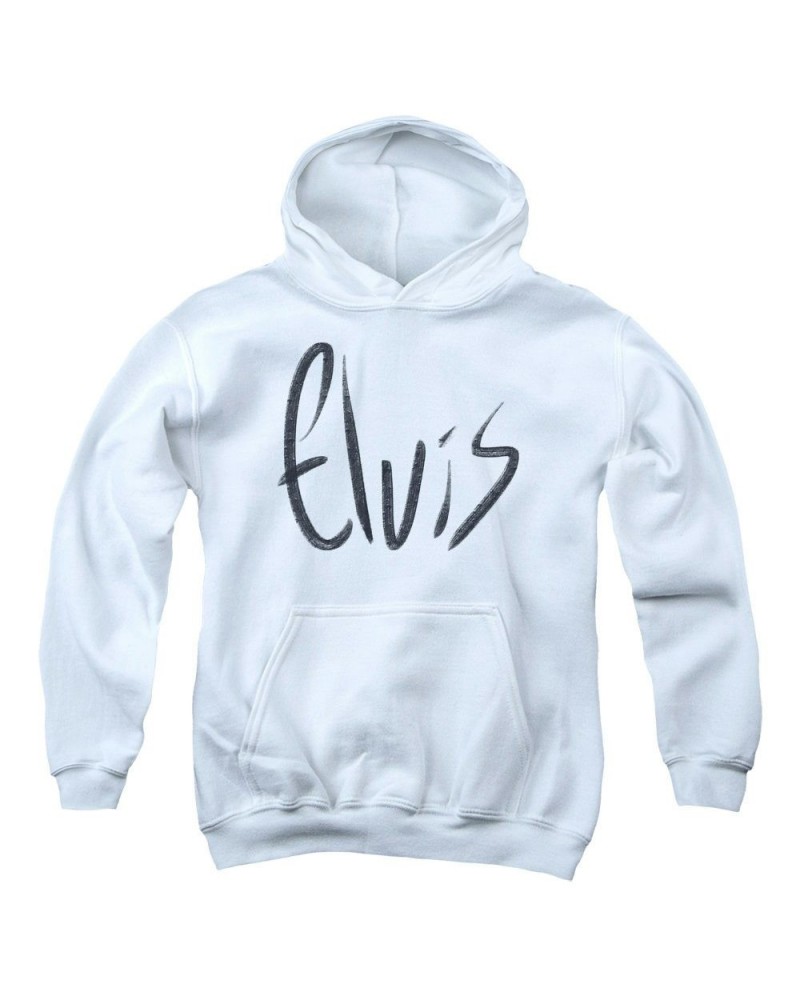 Elvis Presley Youth Hoodie | SKETCHY NAME Pull-Over Sweatshirt $11.89 Sweatshirts