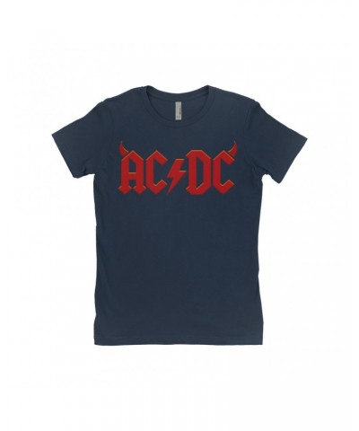 AC/DC Ladies' Boyfriend T-Shirt | Horn Logo Shirt $9.73 Shirts