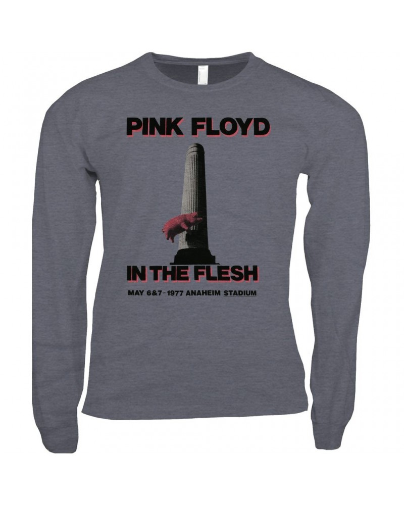 Pink Floyd Long Sleeve Shirt | In The Flesh 1977 Anaheim Stadium Concert Shirt $10.18 Shirts