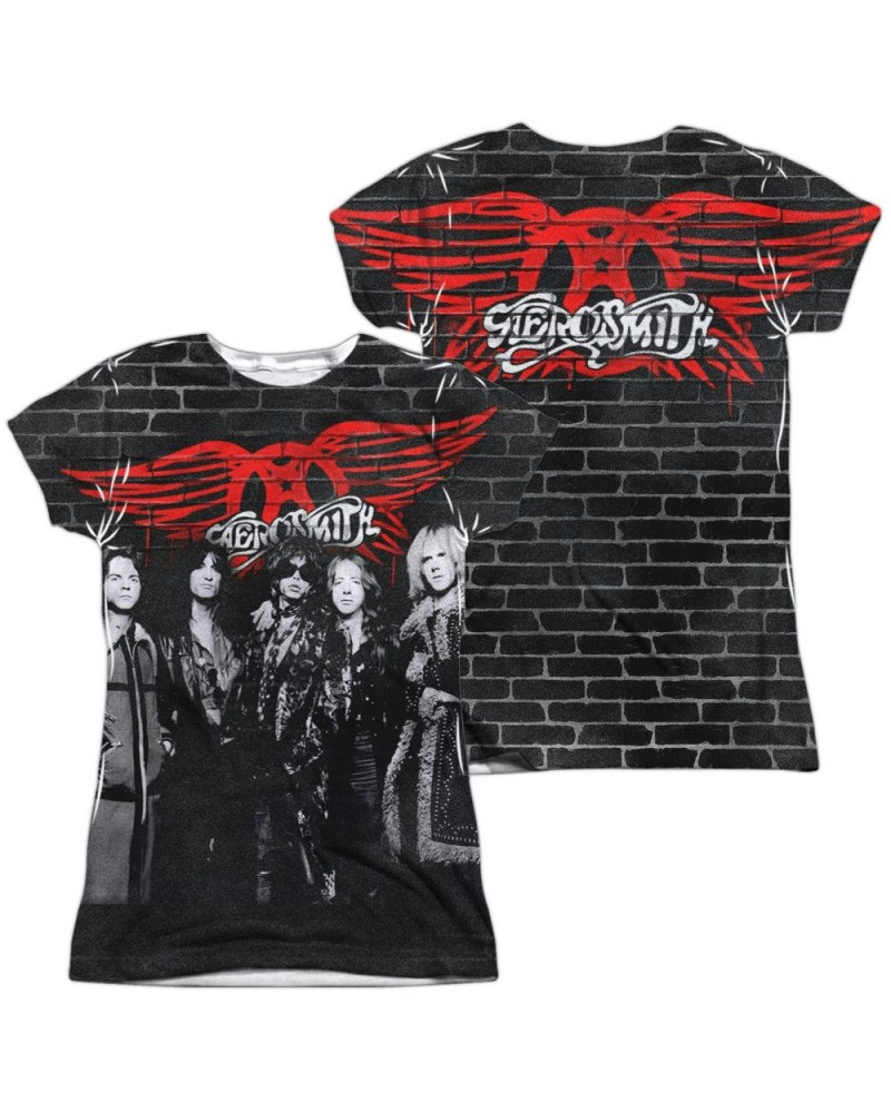 Aerosmith Junior's T Shirt | BRICK PAINT (FRONT/BACK PRINT) Sublimated Tee $12.32 Shirts