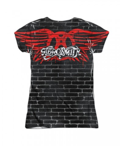 Aerosmith Junior's T Shirt | BRICK PAINT (FRONT/BACK PRINT) Sublimated Tee $12.32 Shirts