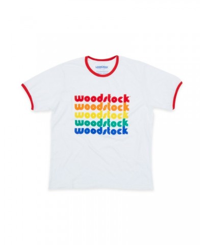 Woodstock Kids Rainbow Ringer White T-shirt $1.50 Shirts