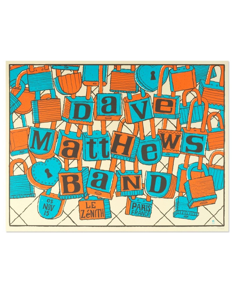 Dave Matthews Band Show Poster – Paris France 11/5/2015 $18.00 Decor