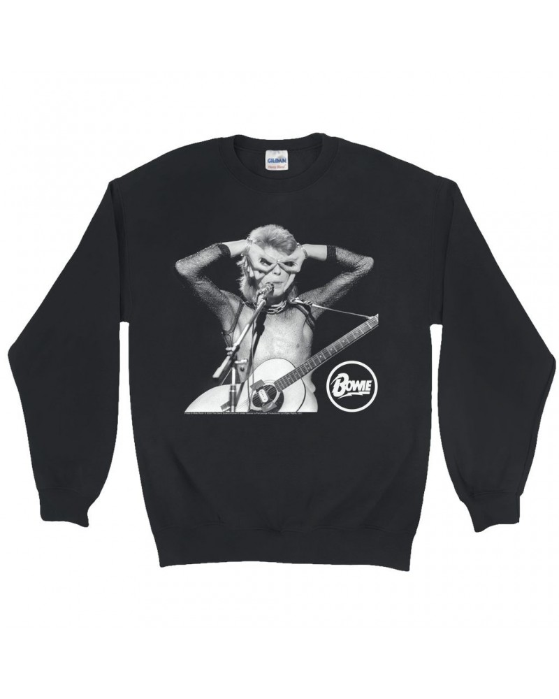 David Bowie Sweatshirt | Hand Glasses In Concert Sweatshirt $12.23 Sweatshirts