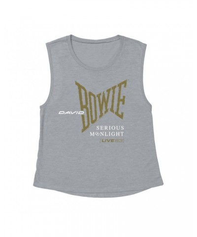 David Bowie Ladies' Muscle Tank Top | 1983 Serious Moonlight Tour Logo Shirt $11.53 Shirts