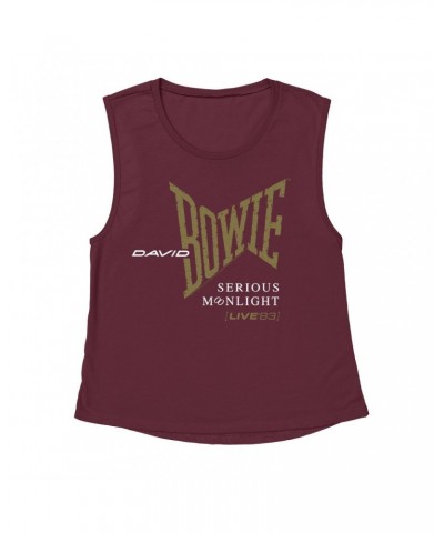 David Bowie Ladies' Muscle Tank Top | 1983 Serious Moonlight Tour Logo Shirt $11.53 Shirts