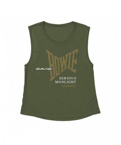 David Bowie Ladies' Muscle Tank Top | 1983 Serious Moonlight Tour Logo Shirt $11.53 Shirts