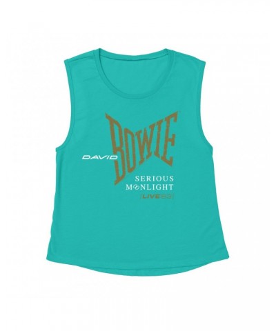 David Bowie Ladies' Muscle Tank Top | 1983 Serious Moonlight Tour Logo Shirt $11.53 Shirts