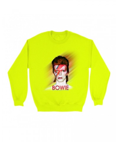 David Bowie Bright Colored Sweatshirt | Flash Frame Colorful Bowie Image Sweatshirt $12.23 Sweatshirts