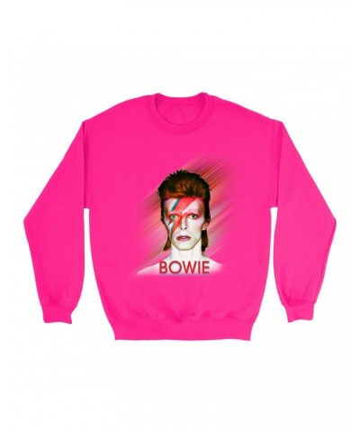 David Bowie Bright Colored Sweatshirt | Flash Frame Colorful Bowie Image Sweatshirt $12.23 Sweatshirts