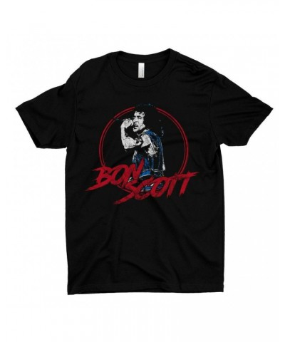 Bon Scott T-Shirt | Circular Pop Art Red Shirt $9.23 Shirts