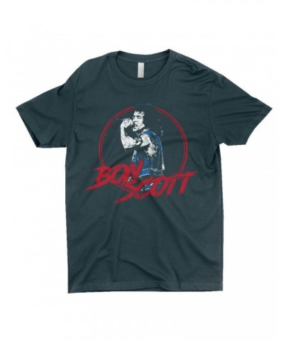 Bon Scott T-Shirt | Circular Pop Art Red Shirt $9.23 Shirts