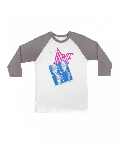 David Bowie 3/4 Sleeve Baseball Tee | Neon Serious Moonlight Tour Shirt $12.28 Shirts