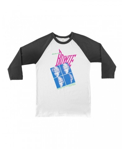 David Bowie 3/4 Sleeve Baseball Tee | Neon Serious Moonlight Tour Shirt $12.28 Shirts