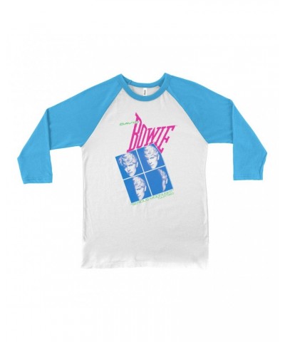 David Bowie 3/4 Sleeve Baseball Tee | Neon Serious Moonlight Tour Shirt $12.28 Shirts