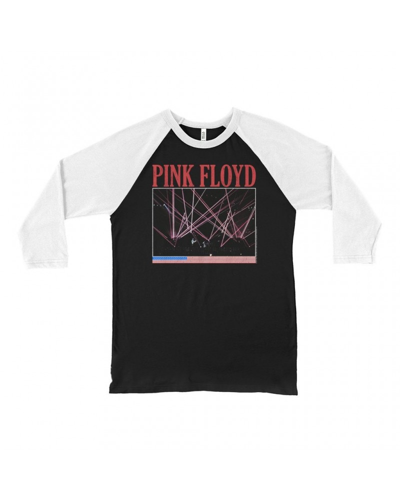 Pink Floyd 3/4 Sleeve Baseball Tee | Laser Lights On Stage Concert Design Distressed Shirt $10.18 Shirts