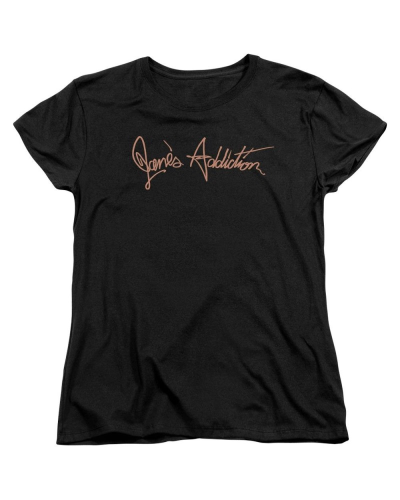 Jane's Addiction Women's Shirt | SCRIPT LOGO Ladies Tee $7.40 Shirts