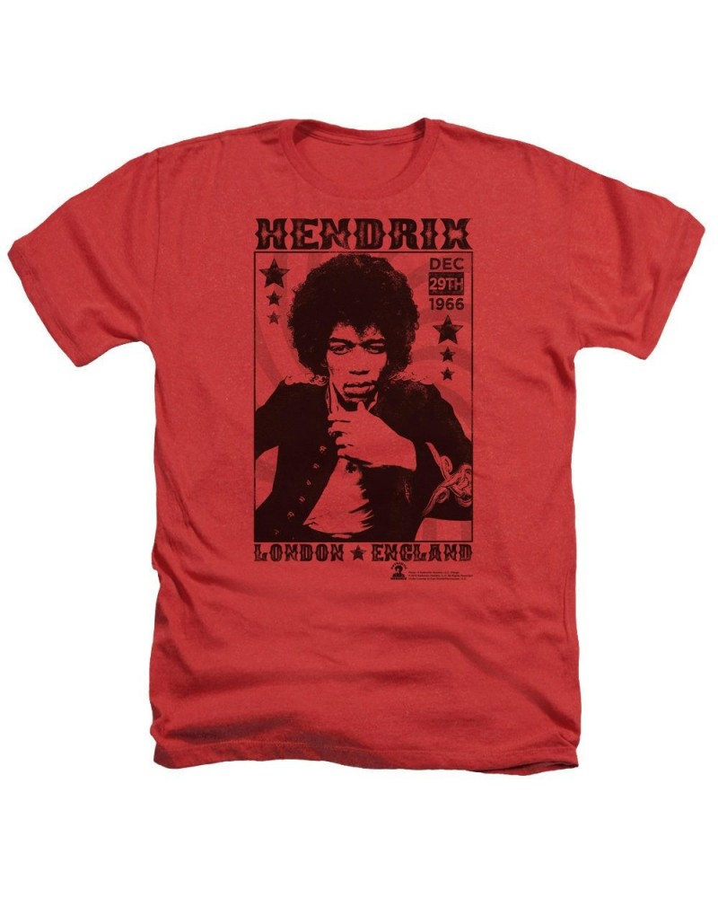 Jimi Hendrix London 1966 Heather Red T-Shirt $10.50 Shirts