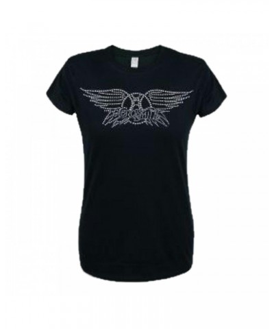 Aerosmith Diamonte Wings Logo Black Ladies Tee $10.78 Shirts