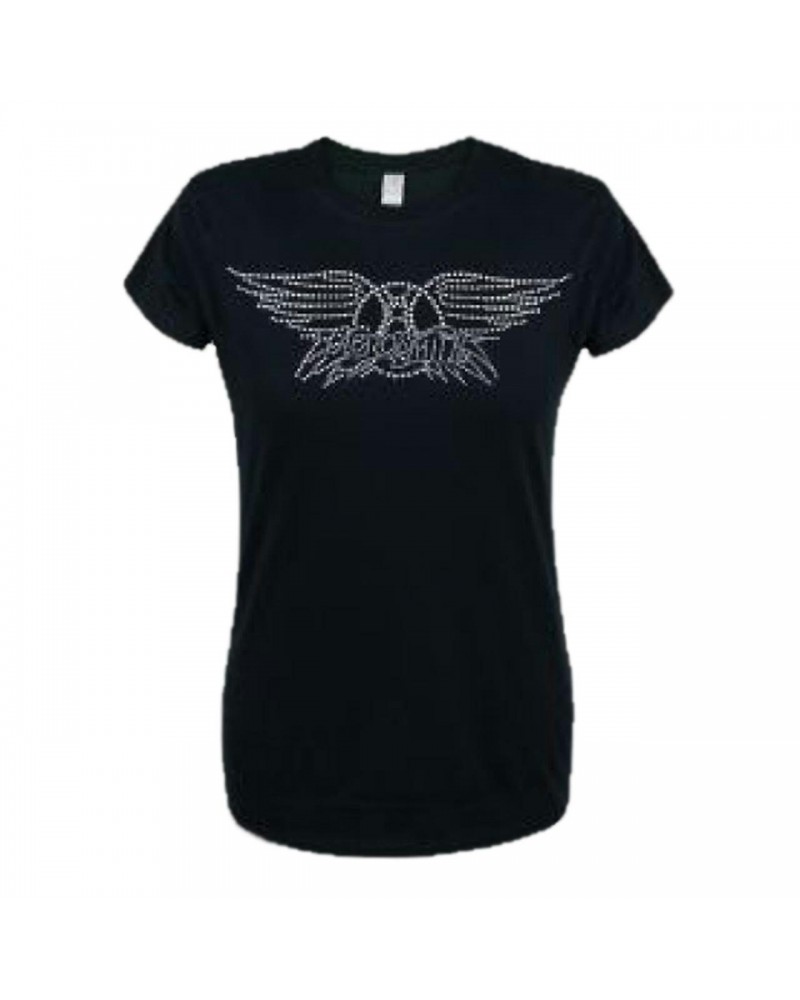 Aerosmith Diamonte Wings Logo Black Ladies Tee $10.78 Shirts