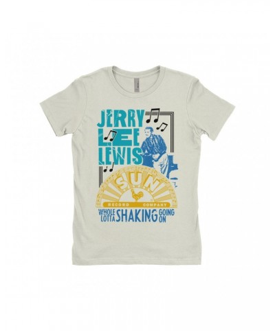 Jerry Lee Lewis Sun Records Ladies' Boyfriend T-Shirt | Whole Lotta Shaking Going On Design Sun Records Shirt $10.23 Shirts