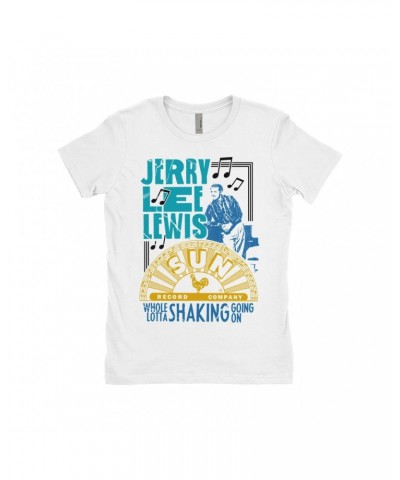 Jerry Lee Lewis Sun Records Ladies' Boyfriend T-Shirt | Whole Lotta Shaking Going On Design Sun Records Shirt $10.23 Shirts