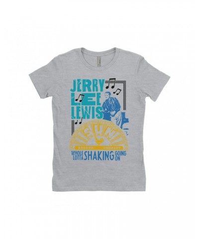 Jerry Lee Lewis Sun Records Ladies' Boyfriend T-Shirt | Whole Lotta Shaking Going On Design Sun Records Shirt $10.23 Shirts