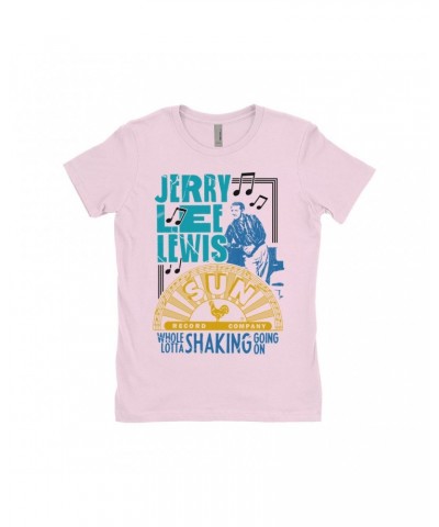 Jerry Lee Lewis Sun Records Ladies' Boyfriend T-Shirt | Whole Lotta Shaking Going On Design Sun Records Shirt $10.23 Shirts