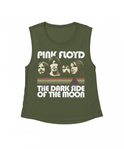 Pink Floyd Ladies' Muscle Tank Top | Dark Side Of The Moon Retro Design Distressed Shirt $11.20 Shirts