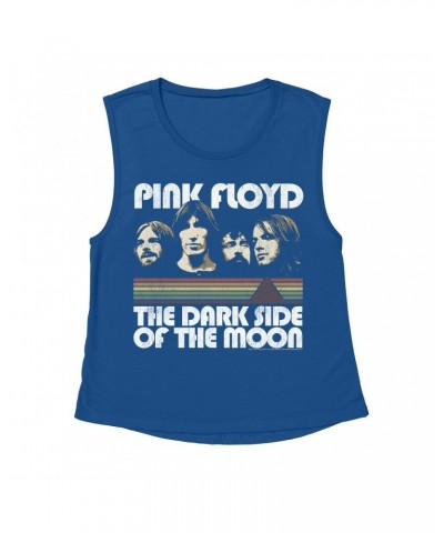 Pink Floyd Ladies' Muscle Tank Top | Dark Side Of The Moon Retro Design Distressed Shirt $11.20 Shirts