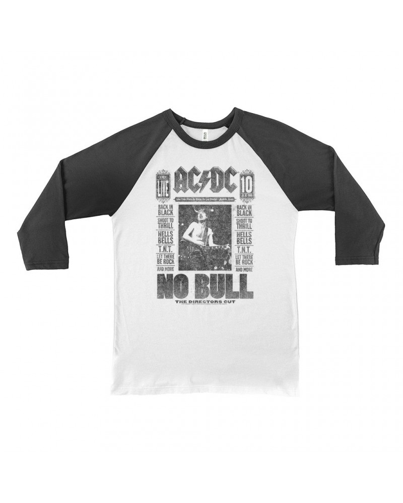 AC/DC 3/4 Sleeve Baseball Tee | No Bull Album Cover Design Distressed Shirt $10.78 Shirts